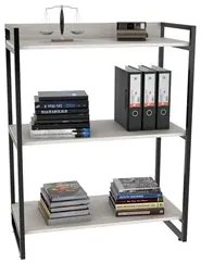 Estante Livreiro Prisma Estilo Industrial 80cm 3 Prateleiras C08 Snow