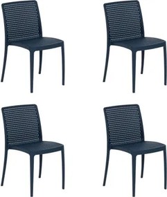 Kit 4 Cadeiras Dots Azul Navy Empilháveis em Polipropileno