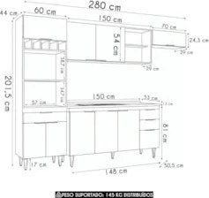 Armário de Cozinha CP04 Com Pia 150cm Pérola Z34 Branco     - Mpozenat