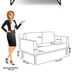 Sofá Namoradeira com 2 Poltronas Base Industrial Preto Marisa Veludo   - Rose