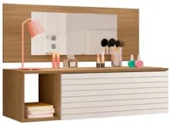 Penteadeira Suspensa com Painel e Espelho Joy Z49 Nature/Branco - Mpoz
