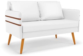Namoradeira 02 Lugares Mari Corino Branco Pés Palito Castanho - D'Rossi