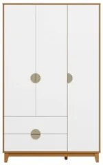 Guarda Roupa Solteiro 120cm 3 Portas Ipê Cinamomo/Branco    - Albatroz