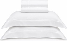 Jogo de Cama Literie 400 Fios Satyn Bambu Branco - Casal Casal