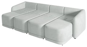 Sofá Cama Modulado Retrátil e Reclinável Decorativo Varsóvia 436cm Veludo Cinza G33 - Gran Belo