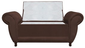 Recamier com Baú Itália Namoradeira Calçadeira Suede Marrom - D'Rossi