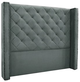 Cabeceira Decorativa King Size 2,19M Loewe Veludo Cinza G63 - Gran Belo