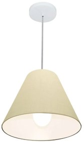 Lustre Pendente Cone Md-4028 Cúpula em Tecido 25/30x12cm Algodão Crú - Bivolt