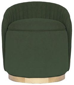 Puff Contemporâneo Max Drapeado - Mel Pinus - Tecido Veludo Esmeralda Kleiner