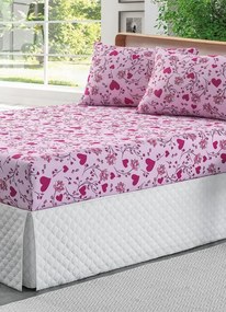 Jogo de Cama Malha Rosa Queen 3 Peças