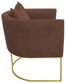 Poltrona Paola Suede Base Metálica Dourado D03 - D'Rossi Bege - Marrom