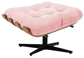 Puff Giratório Costela Suede Rosa Bebê Base Cromada Preto - D'Rossi