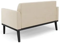 Sofá Namoradeira Base Madeira Preto Maressa Suede Bege - Ibiza