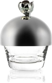 Domus de Cristal com Tampa em Prata c/ aplique Flor - P  P