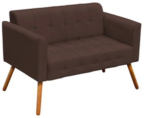 Poltrona Namoradeira Decorativa Pés Palito Karen Suede Marrom G19 - Gran Belo