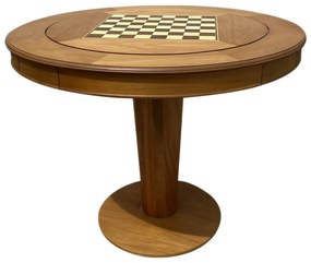 Mesa de Jogos Cartas Lugano Mel com Gavetas Touch e Porta Copos Tampo Reversível Design Clássico