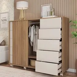Cômoda Sapateira Com Rodízios Pegasus Buriti/Off White - Caemmun