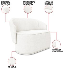 Sofá 2 Lugares Namoradeira Orgânica para Sala Malu Bouclê M11 - D'Rossi - Off White