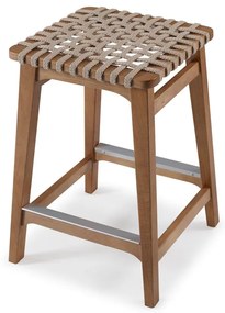 Banqueta Glenmore Quadrada Trama Corda Náutica Estrutura Madeira Tauari