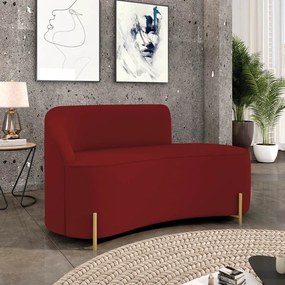 Sofá 2 Lugares Orgânico 140cm Pé Dourado Morgan Veludo D03 - D'Rossi - Marsala