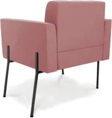 Poltrona Para Sala Pé Metal Preto Kit 2 Ana Suede Rosê - Ibiza