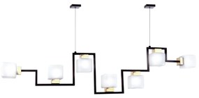 Pendente Retangular Irregular Vidro Quadrado 130X32X10Cm Metal E Cubo... (COBRE FOSCO, CLEAR (TRANSPARENTE))