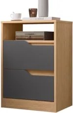 Mesa de Cabeceira com Gavetas Kit 2 Sole Flex Freijó/Titanium - Albatr