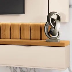 Painel para TV Suspenso 70 Pol. Illuna H01 Off White/Cinamomo - Mpozen