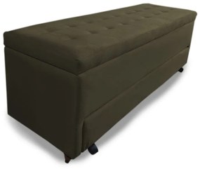 Calçadeira Baú com Sapateira Solteiro 90cm Paris Suede Marrom - Sheep Estofados - Marrom
