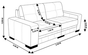 Sofá 3 Lugares Bipartido Sala de Estar Milano 240cm Couro Bege G58 - Gran Belo