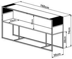 Aparador Para Sala de Estar Pés Metálicos York Hanover/Preto - Artesan
