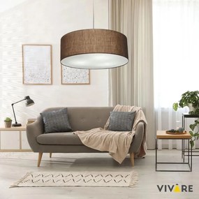 Lustre Pendente Cilíndrico Md-4079 Cúpula em Tecido 60x21cm Café - Bivolt