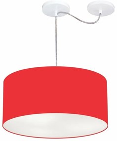 Lustre Pendente Cilíndrico Com Desvio De Centro Md-4147 Cúpula 50x25cm Vermelho - Bivolt