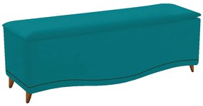 Calçadeira Estofada Yasmim 195 cm King Size Suede Azul Turquesa - ADJ Decor