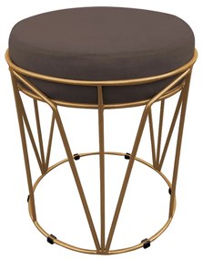 Puff Multiuso com Mesa Babu 2 em 1 Suede Marrom Base Dourado - D'Rossi