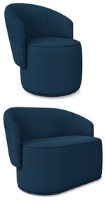 Sofá Namoradeira e Poltrona Orgânica para Sala Malu Bouclê M11 - D'Rossi - Azul