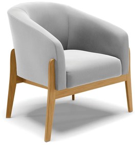 Poltrona Decorativa Base de Madeira Stella Suede Cinza D03 - D'Rossi