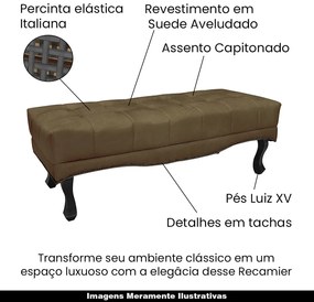 Recamier Decorativo 160cm Loewe Suede Pés de Madeira Caramelo G63 - Gran Belo