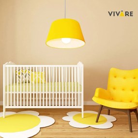 Lustre Pendente Cone Md-4039 Cúpula em Tecido 21/40x30cm Amarelo - Bivolt