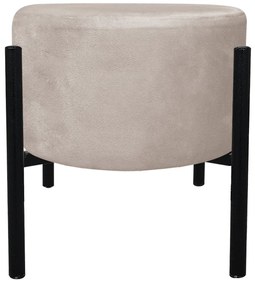 Kit 2 Puffs Iron Suede Base Preto Palito - Bege