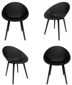 Kit 04 Cadeiras Drops Polipropileno Preto - 76828 Sun House