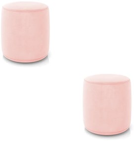 Puff Redondo Orgânico para Sala Kit 2 Malu Suede M11 - D'Rossi - Rosa Bebê