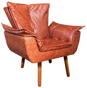 Poltrona Sala de Estar Pé Palito de Madeira Kit 2 Opala Corano D03 - D'Rossi - Nozes