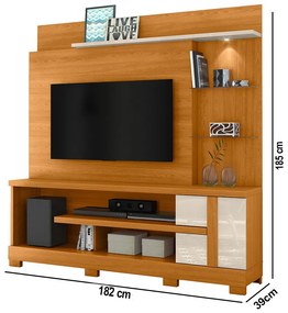 Estante de TV 55 Pol 182cm com Pé para Sala Elaris Cinamomo/Off White M20 - D'Rossi