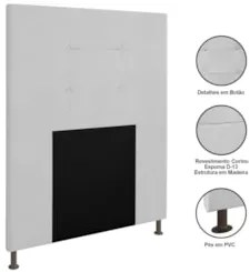 Cabeceira Cama Box Solteiro 90cm Safira Sintético Branco Z51 - Mpozena
