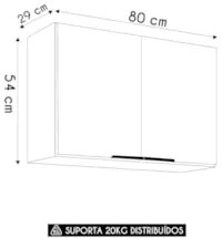 Armário de Cozinha Aéreo 80cm Pérola Z34 Freijó/Grafite     - Mpozenat