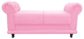 Kit 02 Recamier Barcelona Namoradeira Calçadeira Suede Rosa Bebê - D'Rossi