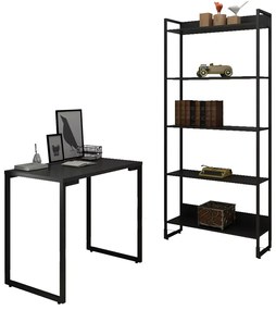 Kit Estante Multiuso Porto e Mesa Para Computador Porto Preto 120 cm - D'Rossi
