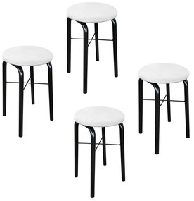 Kit 04 Banquetas Baixa Manu Suede - Branco