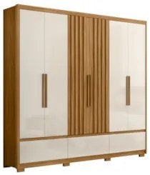 Guarda Roupa Casal 6 Portas 5 Gavetas 240cm Arizona Z17 Freijó/Off Whi